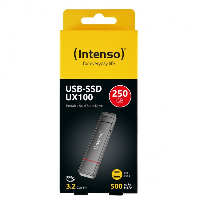 Intenso 3850440 external solid state drive 250 GB USB Type-A / USB Type-C 3.2 Gen 1 (3.1 Gen 1) Anthracite