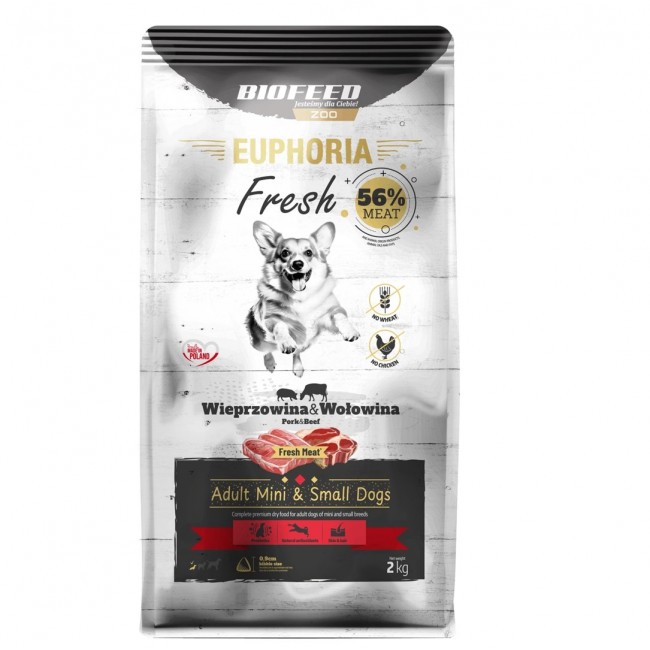 BIOFEED Euphoria Fresh Adult Mini & Small Pork with beef - dry dog food - 2kg