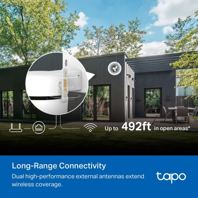 TP-Link Outdoor Pan/Tilt Security Wi-Fi Camera SPEC: 3K 5MP (2880x1620), 2.4 GHz, 2 External Antennas, 1 Ethernet Port, Horizontal 360 