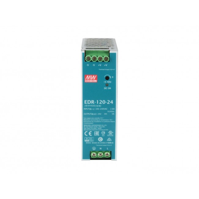 LevelOne 24V DC Industrial Power Supply, 120W, DIN-Rail