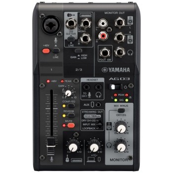 Yamaha AG03 MK2 - 3-channel live streaming mixer with USB audio interface, black