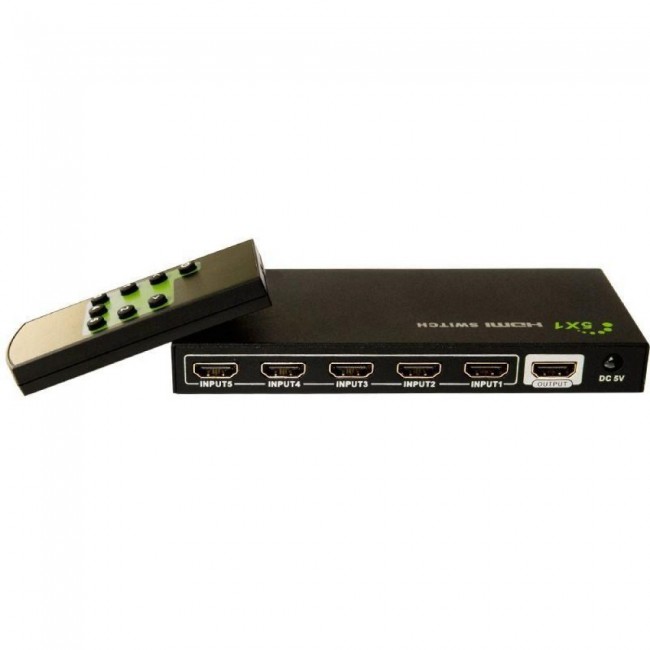 Techly 5 IN 1 OUT HDMI Switch with Remote Control, 4Kx2K, 3D IDATA HDMI-4K51 Techly 5 IN 1 OUT HDMI Switch with Remote Control, 4Kx2K, 3D IDATA HDMI-4K51