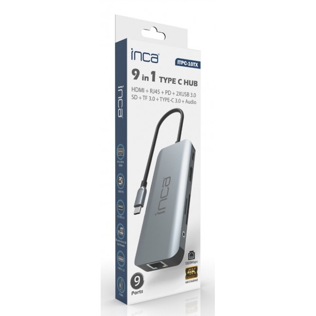 Inca ITPC-10TX interface hub USB Type-C 5000 Mbit/s Grey Inca ITPC-10TX interface hub USB Type-C 5000 Mbit/s Grey