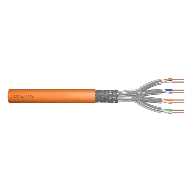 DIGITUS Cat.7 Installation Cable, S/FTP, Dca, AWG 23/1, LSOH, 50m, orange DIGITUS Cat.7 Installation Cable, S/FTP, Dca, AWG 23/1, LSOH, 50m, orange