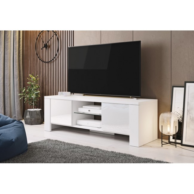 Cama TV stand WEST 42/130/42 white/white gloss