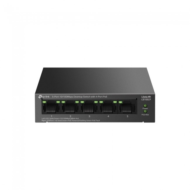 TP-Link LiteWave LS105P Unmanaged Fast Ethernet (10/100) Power over Ethernet (PoE) Black TP-Link LiteWave LS105P Unmanaged Fast Ethernet (10/100) Power over Ethernet (PoE) Black