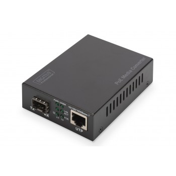 Media Converter Gigabit PoE, RJ45 / SFP, PSE