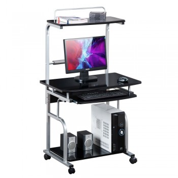 Techly Compact Multi-Function Computer Desk, Glossy Black ICA-TB 7800BK