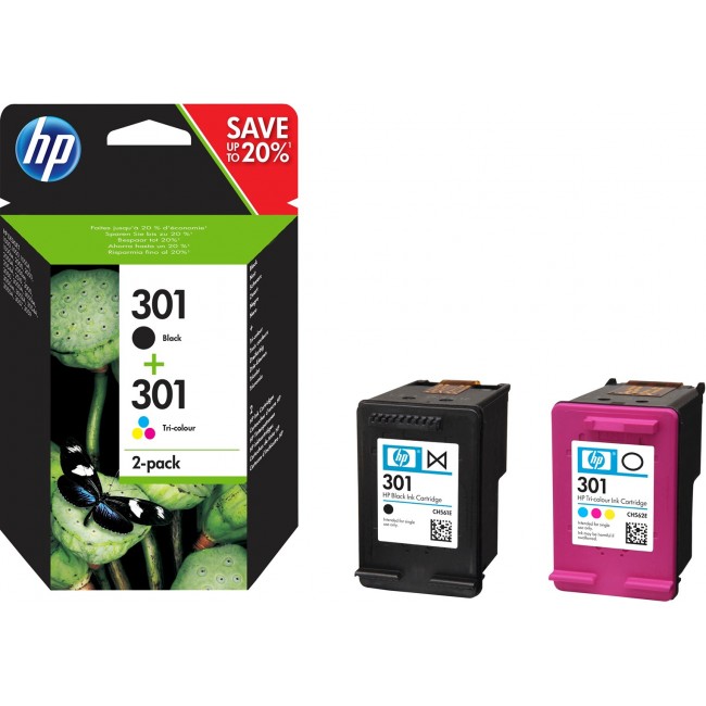 HP 301 2-pack Black/Tri-color Original Ink Cartridges HP 301 2-pack Black/Tri-color Original Ink Cartridges