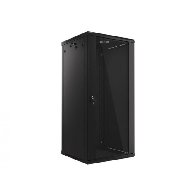 Lanberg wall-mounted installation rack cabinet 19'' 27U 600x600mm black (glass door)