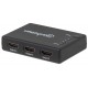 Manhattan HDMI Splitter 4-Port (Compact), 4K@30Hz, Displays output from x1 HDMI source to x4 HD displays (same output to four displays), AC Powered (cable 0.7m), Black, Three Year Warranty