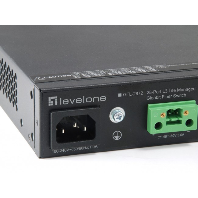 LevelOne KILBY 28-Port L3 Lite Managed Gigabit Fiber Switch, 4 x 10GbE SFP+, 4 x Gigabit SFP/RJ45 Combo