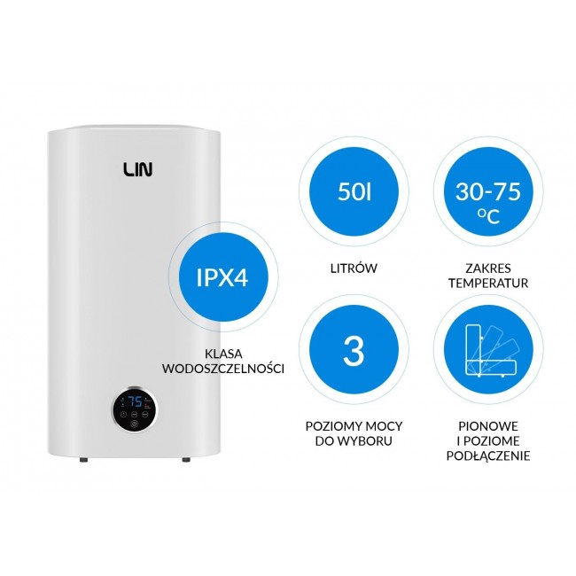 Electric water heater LIN LIFVD1SMWH 50L UNIVERSAL white