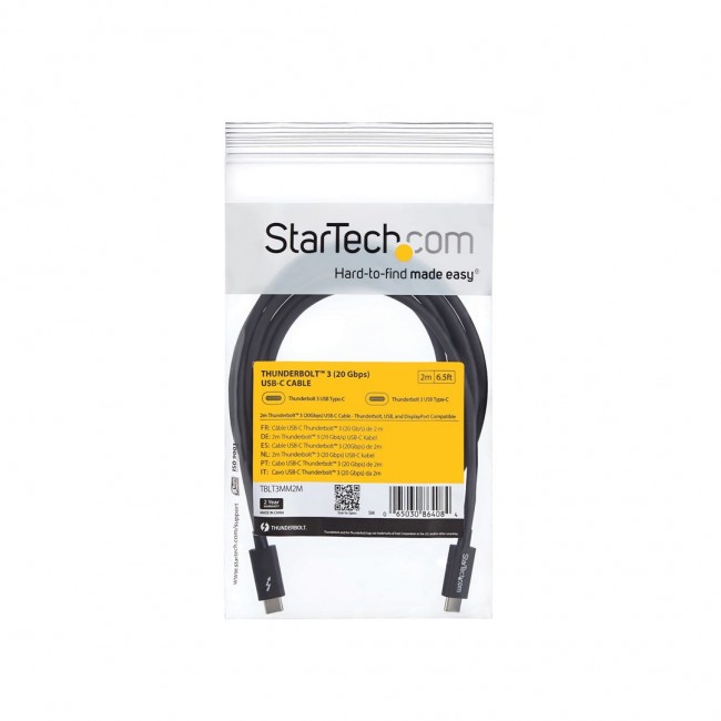 StarTech.com 2m (6.6ft) Thunderbolt 3 Cable, 20Gbps, 100W PD, 4K, Thunderbolt Certified, Compatible with Thunderbolt 4/USB 3.2/DisplayPort StarTech.com 2m (6.6ft) Thunderbolt 3 Cable, 20Gbps, 100W PD, 4K, Thunderbolt Certified, Compatible with Thunderbolt 4/USB 3.2/DisplayPort
