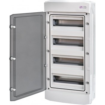 ECH-48PT-S PLASTIC SWITCHGEAR NT 48M 4X 12M N+PE IP65 SMOKE DOOR WHITE DIDO 1500V/DC