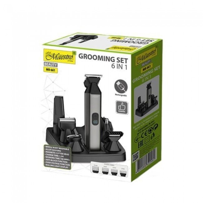 Maestro MR-661 6-in-1 Haircutting Set Black Maestro MR-661 6-in-1 Haircutting Set Black
