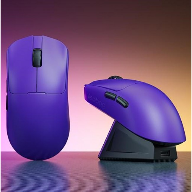 LEOBOG GM3 Purple Mouse with Charging Dock