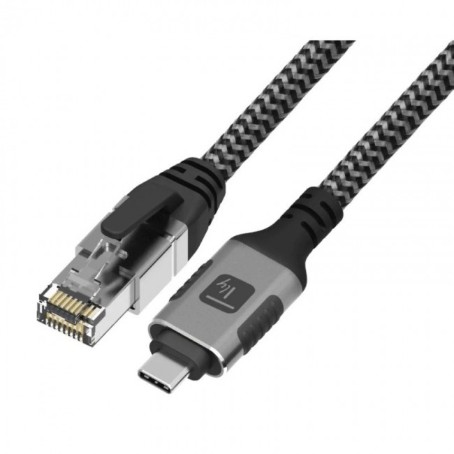 Techly ICOC U3C-RJ45-010 networking cable Silver, Black 1 m Cat6 F/UTP (FTP)