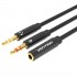 Vention 2*3.5mm Male to 4 Pole 3.5mm Female Audio Cable 0.3M Black ABS Type