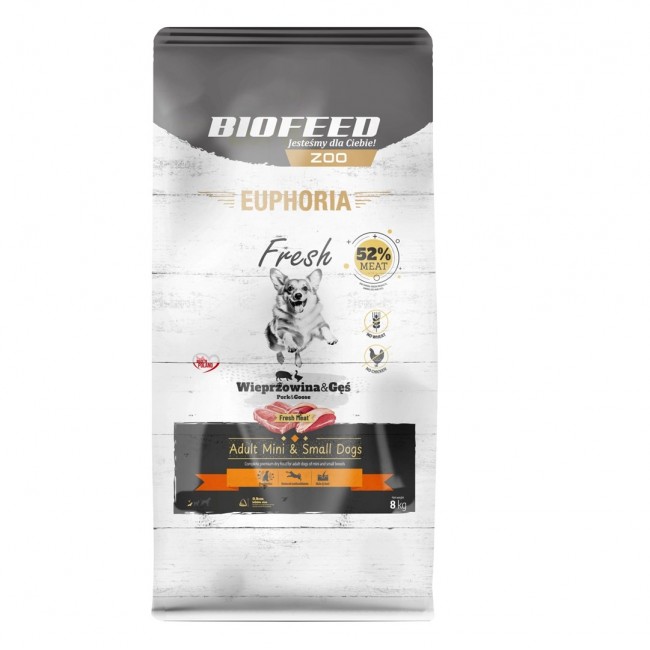 BIOFEED Euphoria Fresh Adult Mini & Small Pork with goose - dry dog food - 8kg