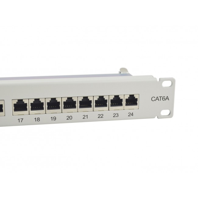 Equip 24-Port Cat.6A Shielded Patch Panel, Light Grey Equip 24-Port Cat.6A Shielded Patch Panel, Light Grey