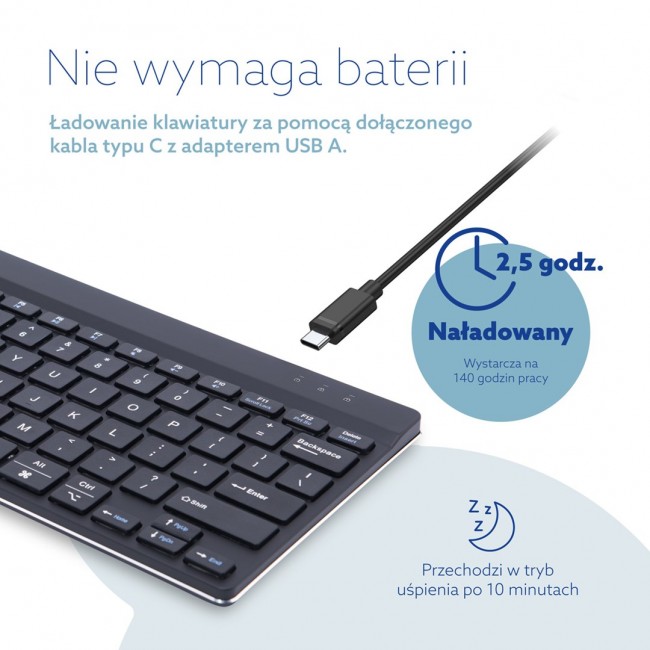 R-Go Tools Ergonomic keyboard R-Go Compact Break, compact keyboard with break software, QWERTY (US), Bluetooth, black
