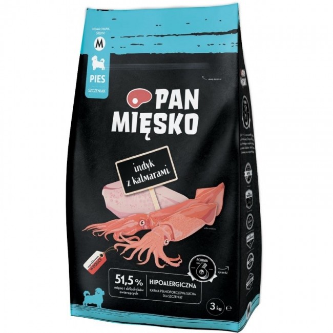 PAN MIĘSKO Puppy Turkey with calamari M - dry dog food - 3kg