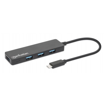Manhattan USB-C Dock/Hub, Ports (4): USB-A (x4), 5 Gbps (USB 3.2 Gen1 aka USB 3.0), External Power Supply Not Needed, Universal for all devices, SuperSpeed USB, Black, Three Year Warranty, Equivalent to HB30CM4AB