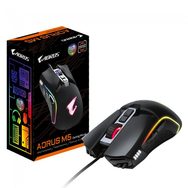 GIGABYTE AORUS M5 mouse Gaming Right-hand USB Type-A Optical 16000 DPI GIGABYTE AORUS M5 mouse Gaming Right-hand USB Type-A Optical 16000 DPI