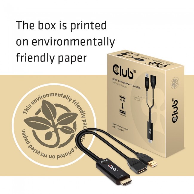 CLUB3D HDMI 2.0 TO DISPLAYPORT 1.2 4K60HZ HDR M/F ACTIVE ADAPTER Black CLUB3D HDMI 2.0 TO DISPLAYPORT 1.2 4K60HZ HDR M/F ACTIVE ADAPTER Black