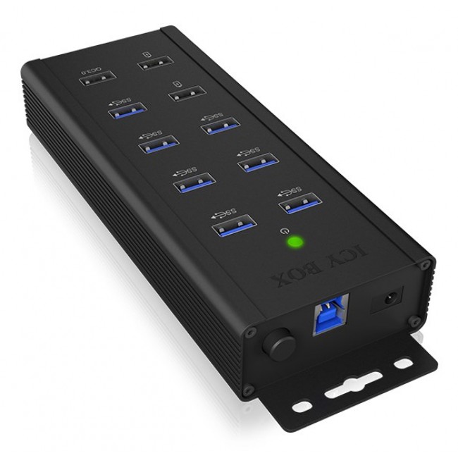ICY BOX IB-HUB1703-QC3 USB 3.2 Gen 1 (3.1 Gen 1) Type-B 5000 Mbit/s Black