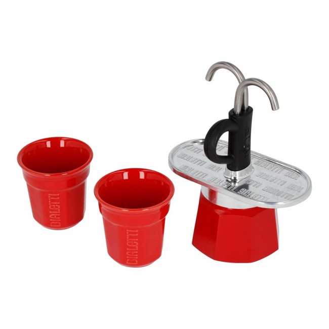 Bialetti Mini Express coffee machine red 2tz + 2 cups