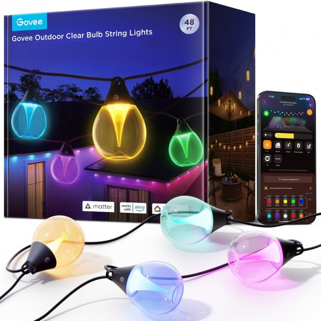Govee H7025 RGBICW Outdoor String Lights, 14.63m