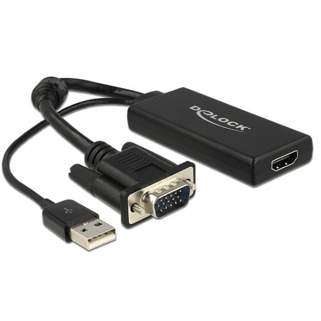 DeLOCK 0.25m VGA+USB2.0-A/HDMI VGA (D-Sub) + USB Black DeLOCK 0.25m VGA+USB2.0-A/HDMI VGA (D-Sub) + USB Black