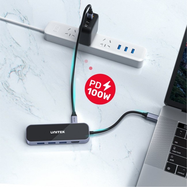 UNITEK uHUB H6 Wired USB 3.2 Gen 1 (3.1 Gen 1) Type-C Black, Grey