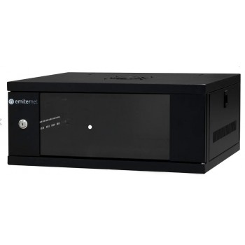 EMITERNET Light, undivided hanging cabinet 19'' 4U, sheet metal/glass door, 550 450 230mm width/depth/height. EM/SH02B5404-08