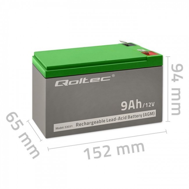 Qoltec 53031 AGM battery | 12V | 9Ah