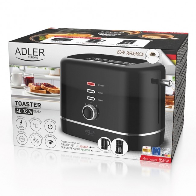 Adler AD 3224b Toaster with rack 7 browning levels black