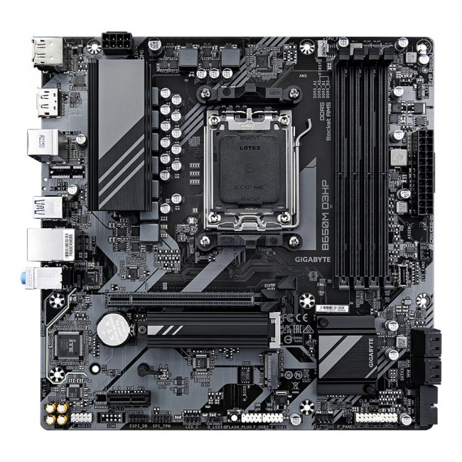 GIGABYTE B650M D3HP Motherboard - AMD Ryzen 9000 Series CPUs, 5+2+2 Phases VRM, up to 7600MHz DDR5 (OC), 2xPCIe 4.0 M.2, 2.5GbE LAN, USB 3.2 Gen 1