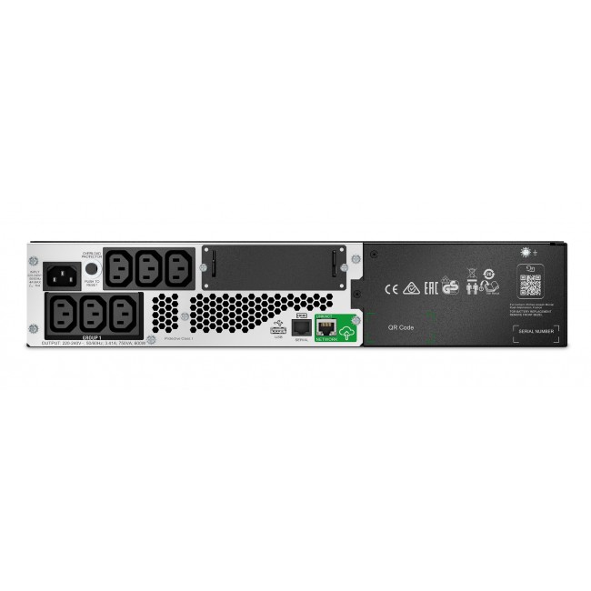APC Smart-UPS, Line Interactive, 750VA, Lithium-ion, Rack/Tower, 2U, 230V, 6x IEC C13 outlets, SmartConnect Port+SmartSlot, Short Depth, AVR, LCD
