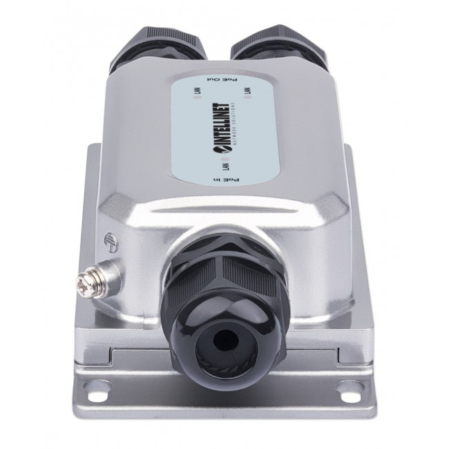 Intellinet 2-Port Outdoor Vandalproof Gigabit PoE++ Extender, Two 30 W Ports, Extends PoE up to 100 m (328 ft.), 60 W Power Budget, IEEE 802.3bt (4PPoE) Compliant, IP67 Waterproof, IK10-rated, Metal Housing