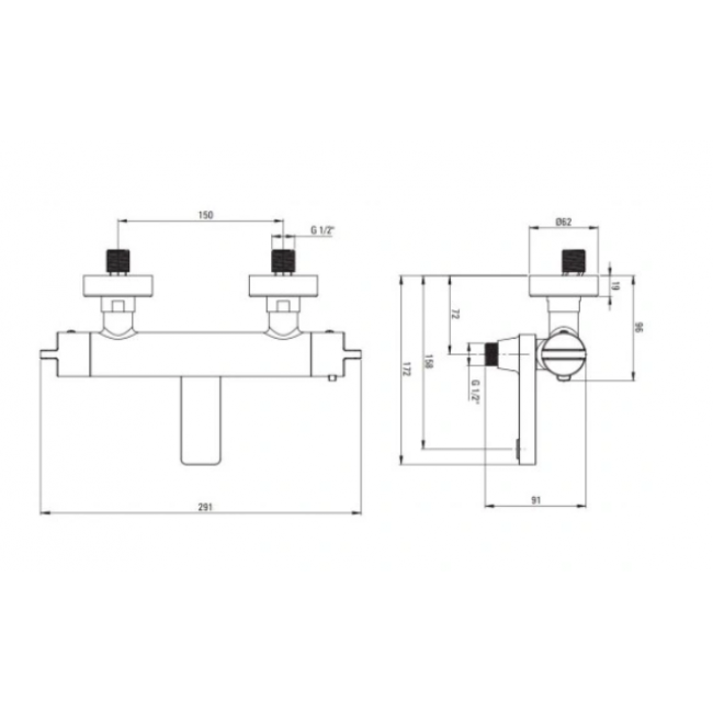 Thermostatic bathtub mixer