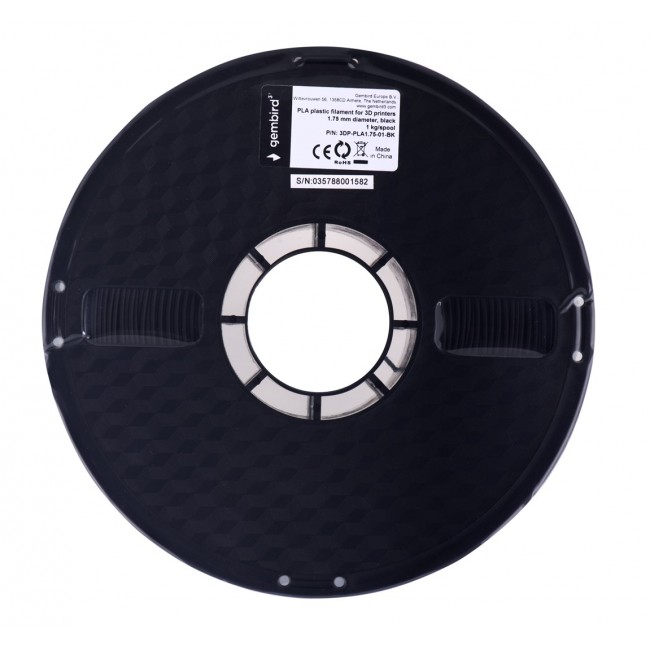 Gembird 3DP-PLA1.75-01-BK 3D printing material Polylactic acid (PLA) Black 1 kg Gembird 3DP-PLA1.75-01-BK 3D printing material Polylactic acid (PLA) Black 1 kg