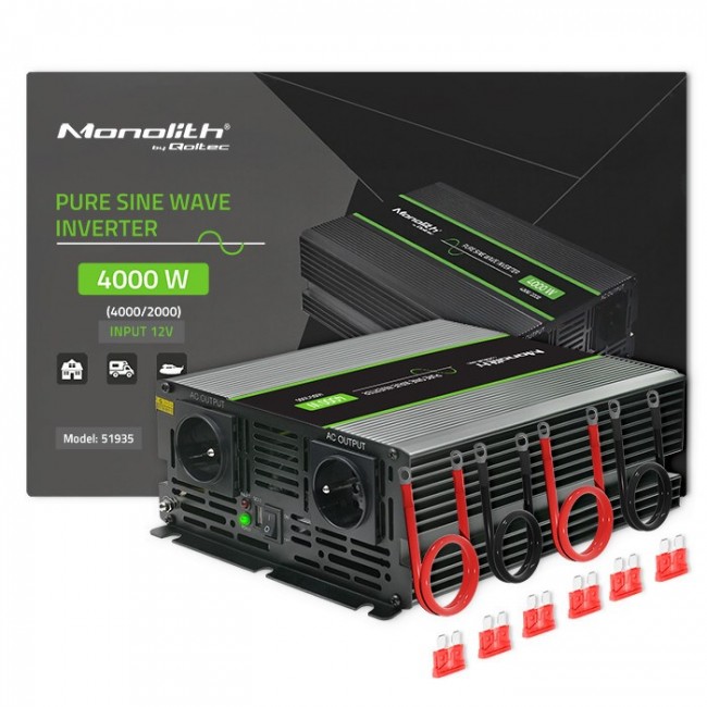 Qoltec Monolith power adapter/inverter Auto 4000 W Black Qoltec Monolith power adapter/inverter Auto 4000 W Black