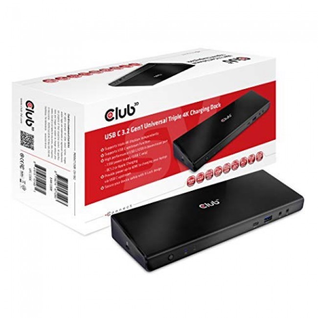 CLUB3D The CSV-1562 is an USB3.2 Gen1 Type-C Universal Triple 4K30Hz Charging Docking Station and is DisplayLink Certified. The Universal Charging Dock CLUB3D The CSV-1562 is an USB3.2 Gen1 Type-C Universal Triple 4K30Hz Charging Docking Station and is DisplayLink Certified. The Universal Charging Dock
