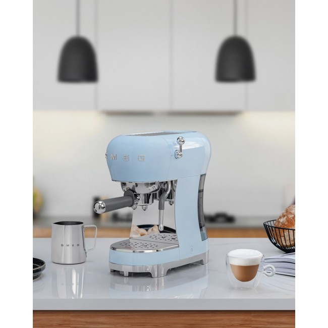 Smeg ECF02PBEU coffee machine pastel blue