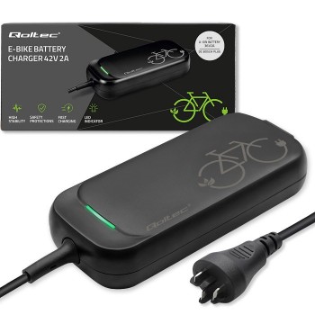 Qoltec Szybka adowarka Pro do roweru elektrycznego Bosch 36V | 42V | 2A | Bosch plug | wodoodporna +kabel zasilający