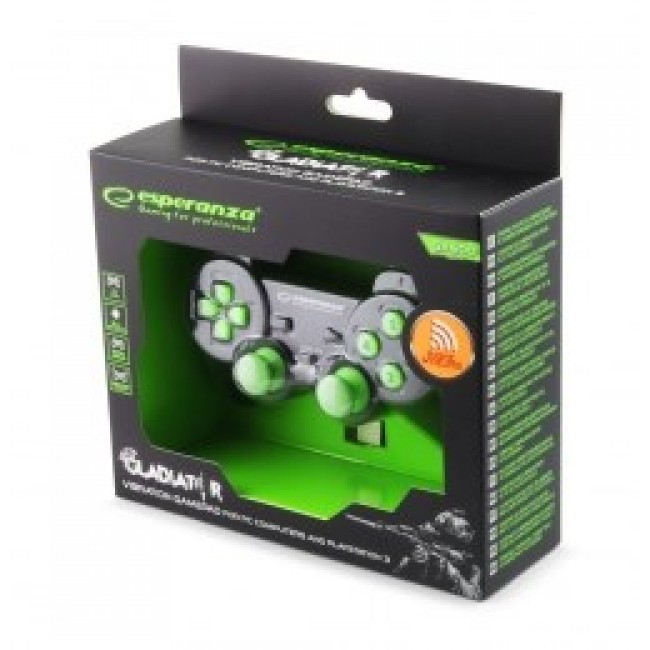 Esperanza EGG108G Gaming Controller Black, Green USB 2.0 Gamepad Analogue / Digital PC, Playstation 3 Esperanza EGG108G Gaming Controller Black, Green USB 2.0 Gamepad Analogue / Digital PC, Playstation 3