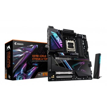 GIGABYTE X870E AORUS XTREME AI TOP Motherboard - Supports AMD Ryzen 9000 Series CPUs, 18+2+2 phases VRM, up to 8800MHz DDR5 (OC), 1xPCIe 5.0 M.2 + 3xPCIe 4.0 M.2, WI-FI 7, 10GbE LAN, USB 4