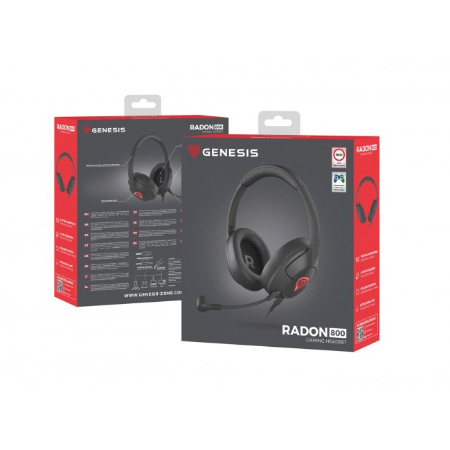 GENESIS Radon 800 Headphones Wired Head-band Gaming USB Type-A Black